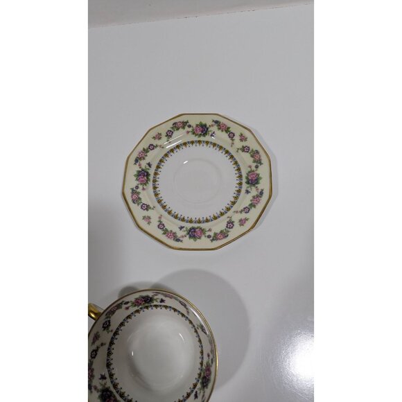 C. Ahrenfeldt Limoges France Cup Saucer Pink & Blue Flowers Gold Trim - Picture 6 of 12